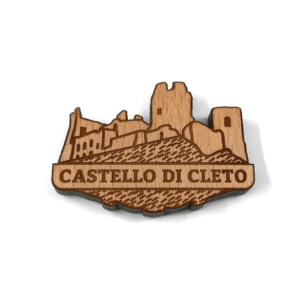 Calamita in legno con sagoma ed incisione artwork Castello di Cleto (CS)