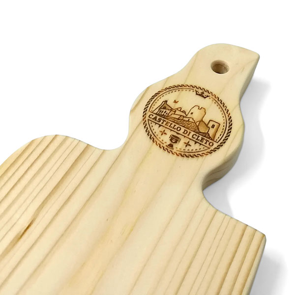 Servicrostini in legno massello di abete con incisione artwork Castello di Cleto (CS)