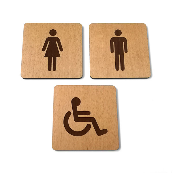 Cartelli in legno indicazioni bagno WC uomini donne e disabili