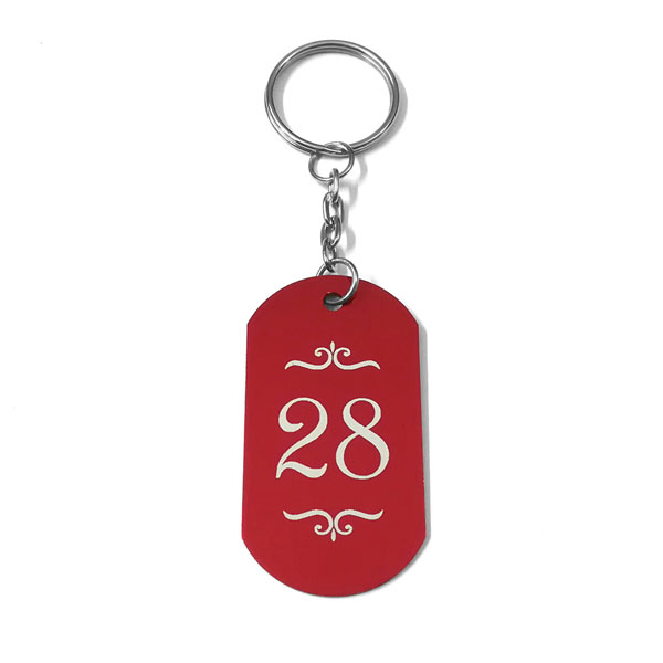 Portachiavi in alluminio colore rosso personalizzati con numeri