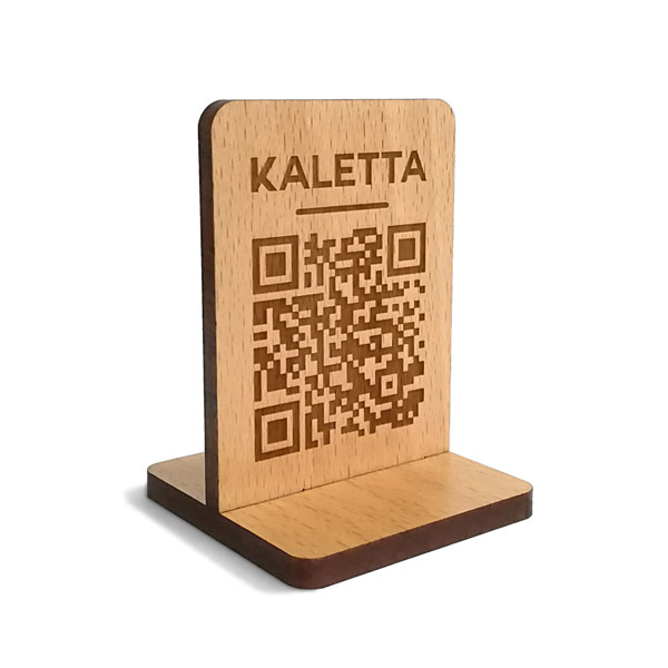 Segnatavoli in legno personalizzati con incisione menu QR Code