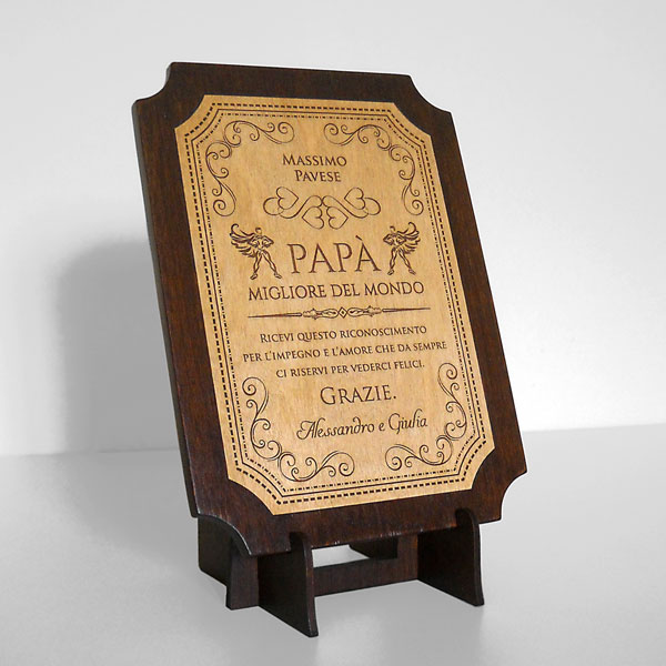 Targa regalo in legno con incisione dedica personalizzata